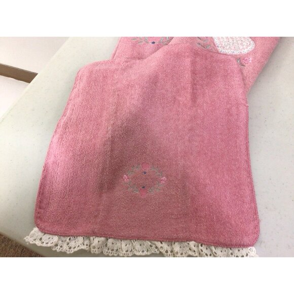 Cannon Vintage Pink Embroidered Towel Set of 4 - Picture 2 of 7